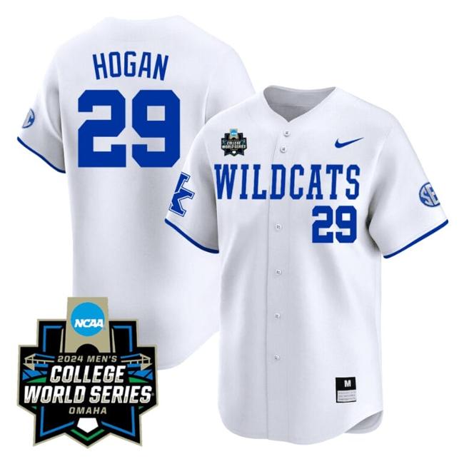 Men's Robert Hogan Jersey #29 Kentucky Wildcats 2024 College World Series Vapor Premier Limited NCAA Baseball Stitched Wildcats White