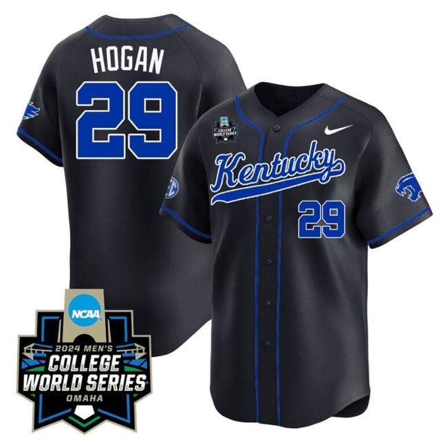 Men's Robert Hogan Jersey #29 Kentucky Wildcats 2024 College World Series Vapor Premier Limited NCAA Baseball Stitched Black