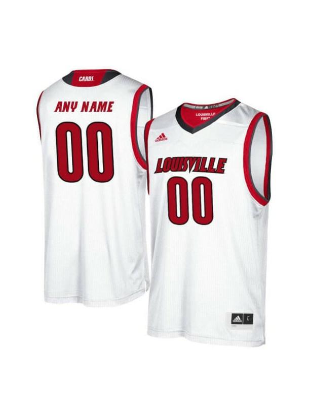 Men's Custom Louisville Cardinals Jersey College Basketball Name and Number White