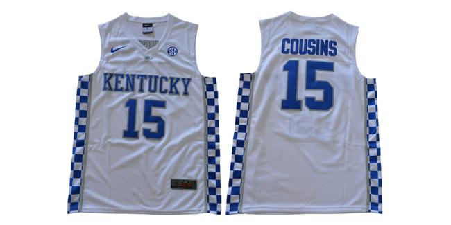 Men's Kentucky Wildcats #15 Cousins NCAA Basketball Jersey White