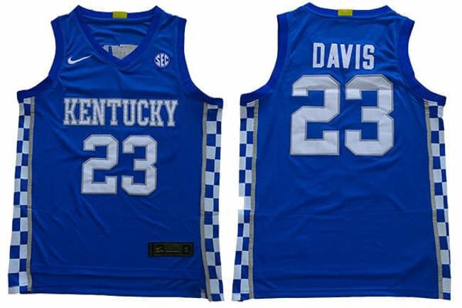 Men's Kentucky Wildcats #23 Anthony Davis SEC Logo NCAA Basketball Jersey Blue