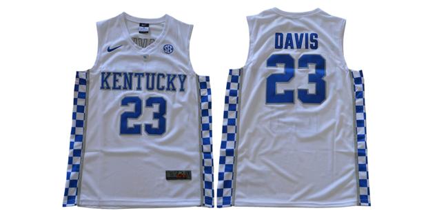 Men's Kentucky Wildcats #23 Davis NCAA Basketball Jersey White