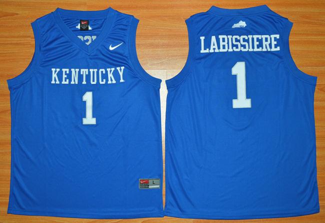 Men's Kentucky Wildcats #1 Skal Labissiere NCAA Basketball Jersey Blue