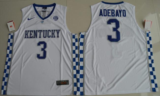 Men's Kentucky Wildcats #3 Edrice Adebayo NCAA Basketball Jersey White