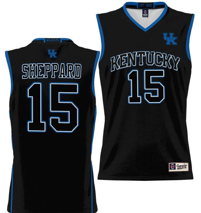 Men's Reed Sheppard Jersey #15 Kentucky Wildcats NIL College Basketball Lightweight Black