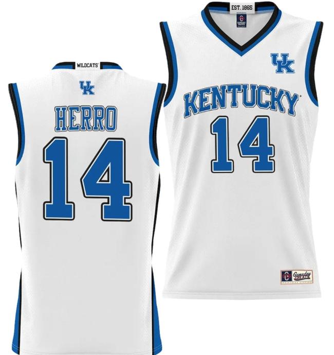 Men's Tyler Herro Jersey #14 Kentucky Wildcats NIL College Basketball Lightweight White