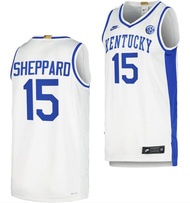 Men's Kentucky Wildcats Reed Sheppard Jersey #15 Limited Retro Basketball White 2023-24