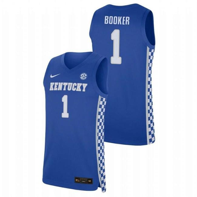 Men's Men’s Kentucky Wildcats #1 Royal Devin Booker Jersey College Basketball Jerseys