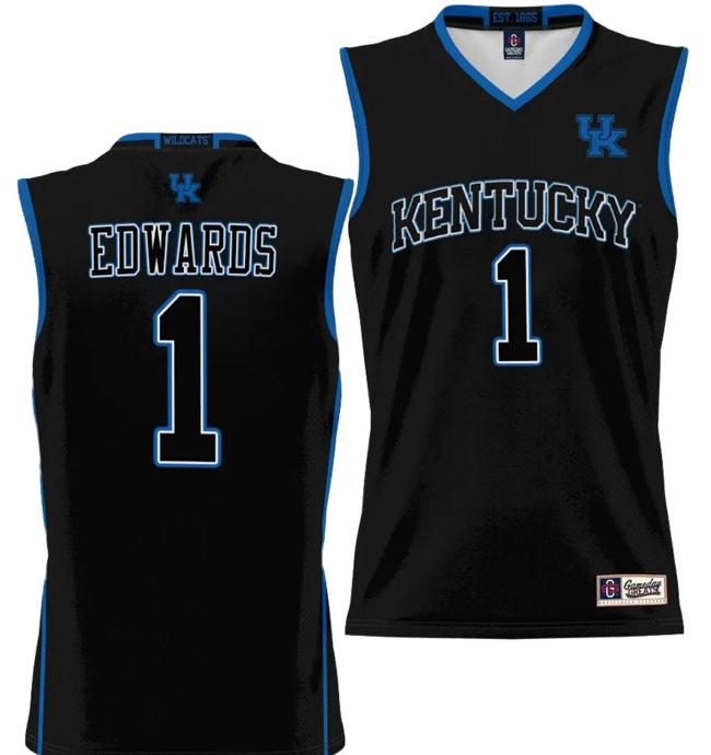 Men's Justin Edwards Jersey #1 Kentucky Wildcats NIL College Basketball Lightweight Black