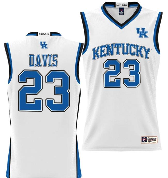 Men's Anthony Davis Jersey #23 Kentucky Wildcats NIL College Basketball Lightweight White