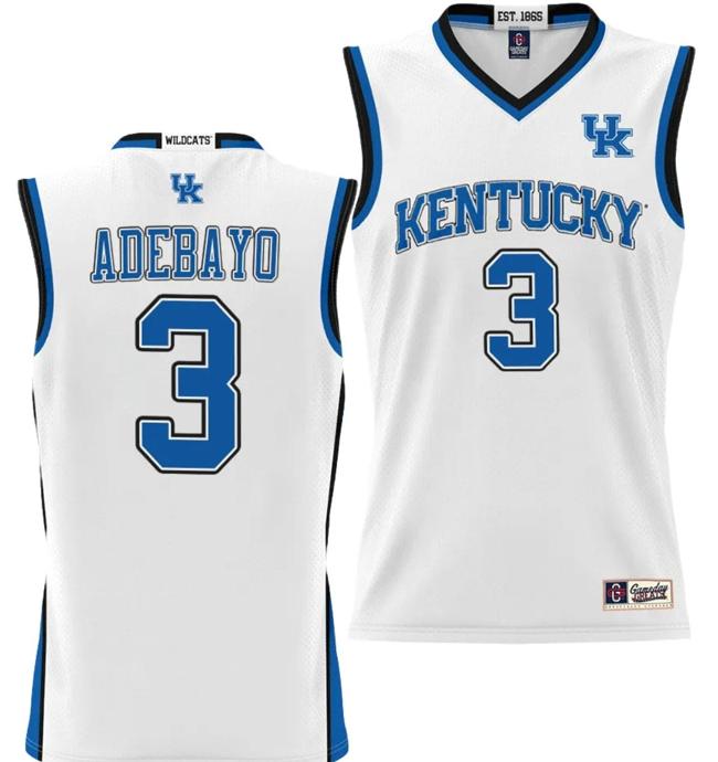 Men's Bam Adebayo Jersey #3 Kentucky Wildcats NIL College Basketball Lightweight White