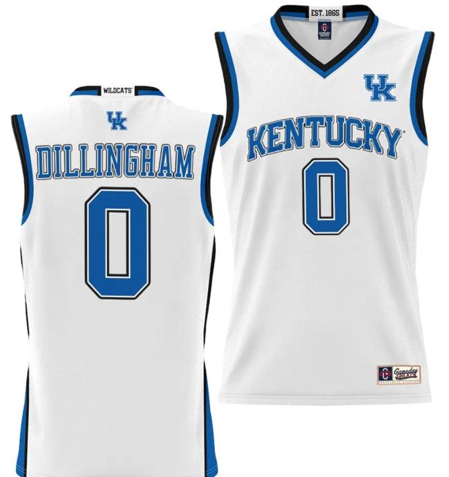 Men's Rob Dillingham Jersey #0 Kentucky Wildcats NIL College Basketball Lightweight White