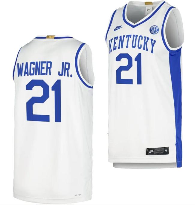 Men's Kentucky Wildcats Dajuan Wagner Jr Jersey #21 Limited Retro Basketball White 2023-24