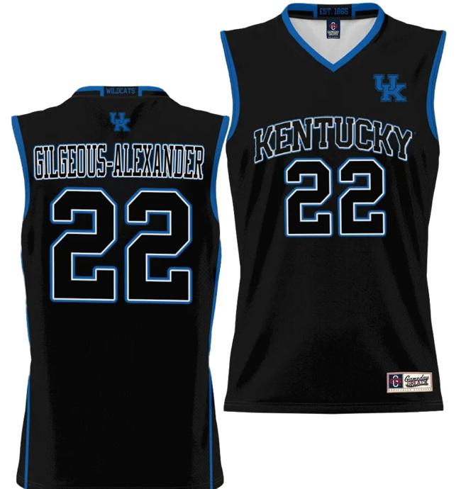 Men's Shai Gilgeous Alexander Jersey #22 Kentucky Wildcats NIL College Basketball Lightweight Black