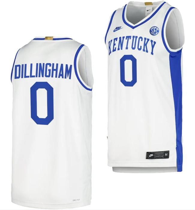 Men's Kentucky Wildcats Robert Dillingham Jersey #0 Limited Retro Basketball White 2023-24