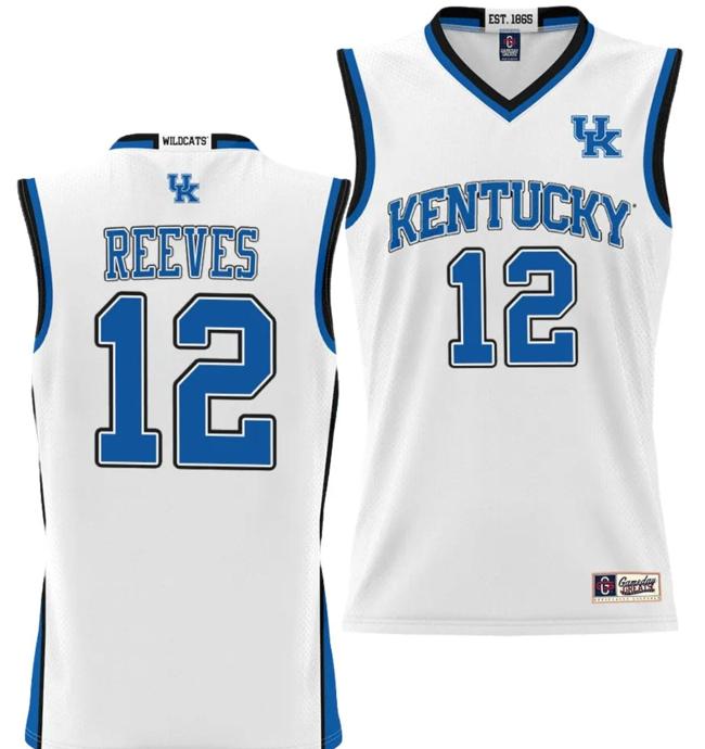 Men's Antonio Reeves Jersey #12 Kentucky Wildcats NIL College Basketball Lightweight White