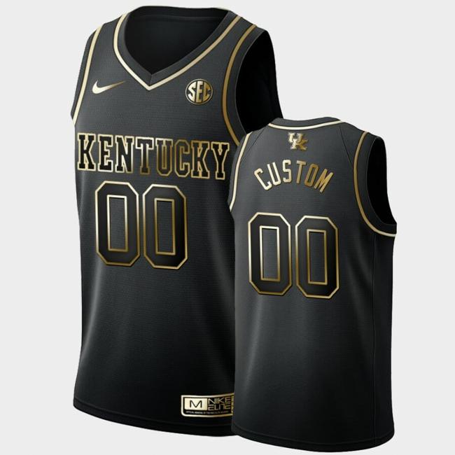 Men's Custom Name Number Kentucky Wildcats Black Golden Edition College Basketball Limited Jersey