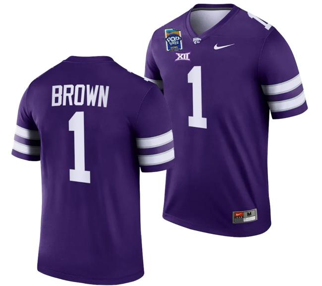 Men's Jayce Brown Jersey #1 Kansas State Wildcats 2023 Pop-Tarts Bowl Football Purple