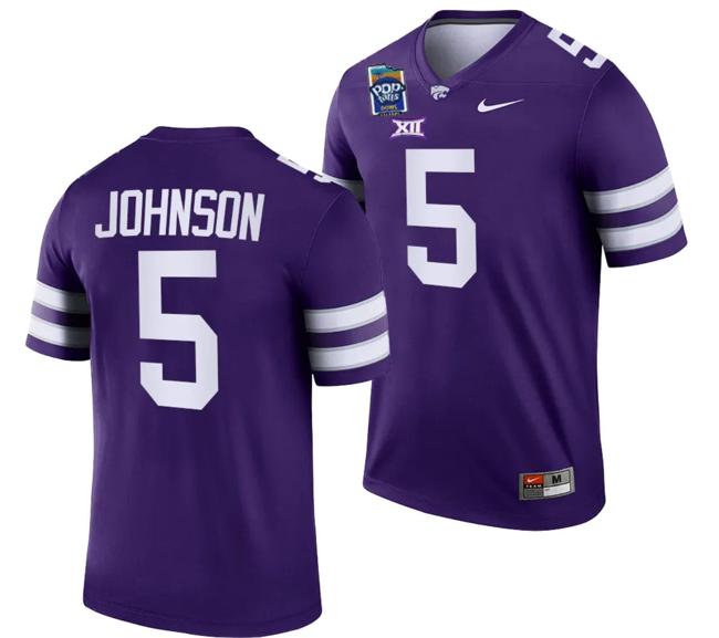 Men's Avery Johnson Jersey #5 Kansas State Wildcats 2023 Pop-Tarts Bowl Football Purple