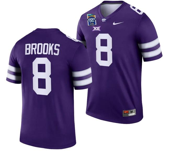 Men's Phillip Brooks Jersey #8 Kansas State Wildcats 2023 Pop-Tarts Bowl Football Purple