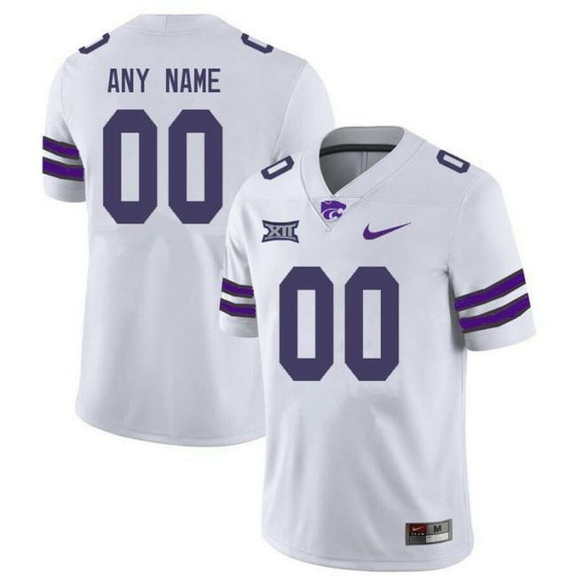 Men's Kansas State Wildcats Custom Jersey Name Number NCAA Football White