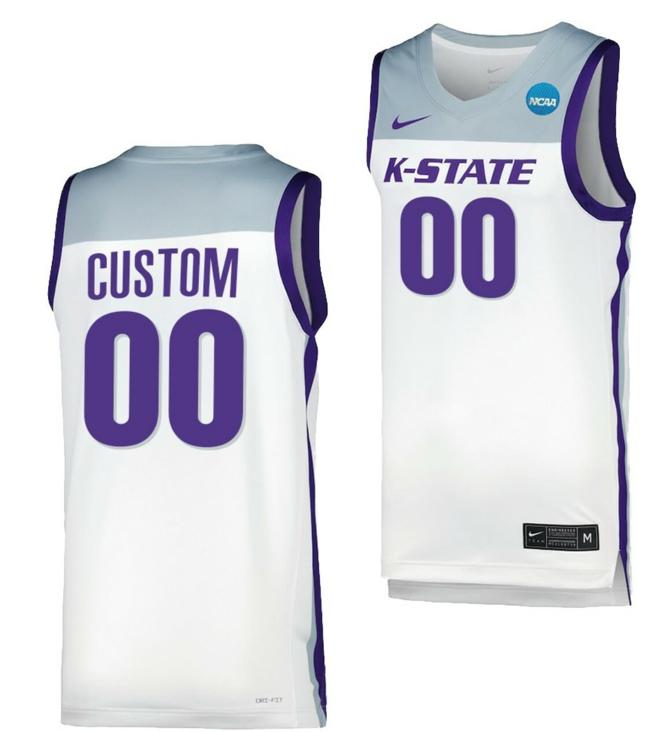 Men's Custom Kansas State Wildcats Jersey Name and Number College Basketball 2023 NCAA March Madness White