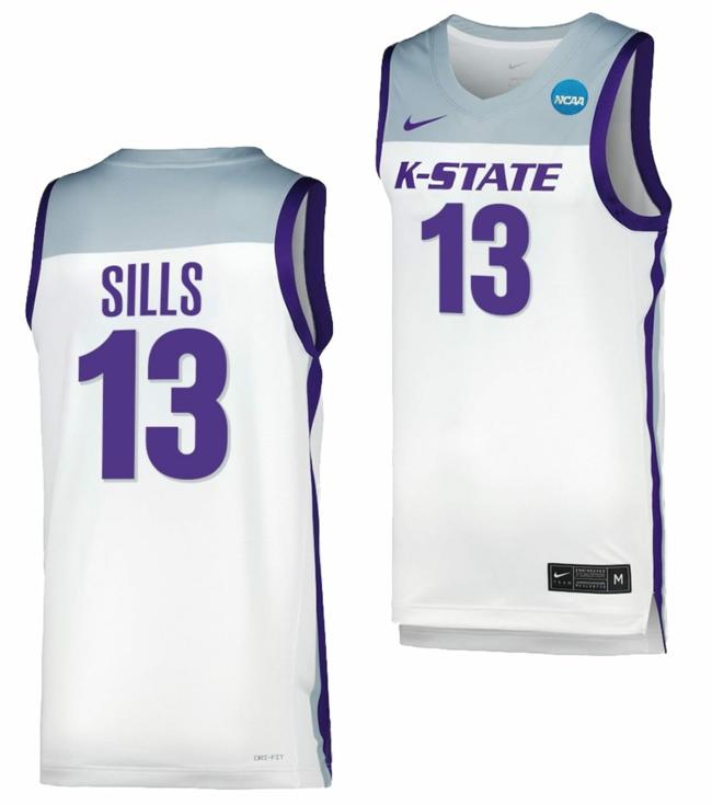 Men's Desi Sills Jersey Kansas State Wildcats College Basketball 2023 NCAA March Madness White #13