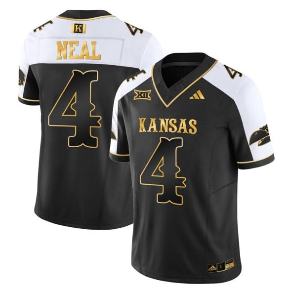 Men's Devin Neal Jersey #4 Kansas Jayhawks Blackhawk Gold Vapor Football Alternate