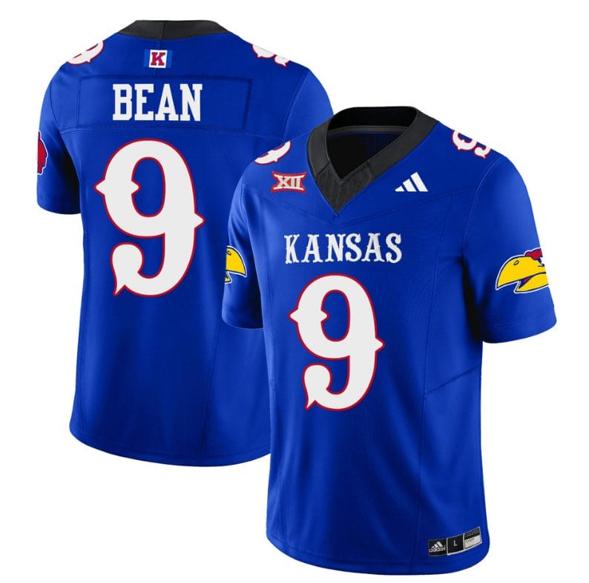 Men's Jason Bean Jersey #9 Kansas Jayhawks Blackhawk Vapor Limited Football Royal