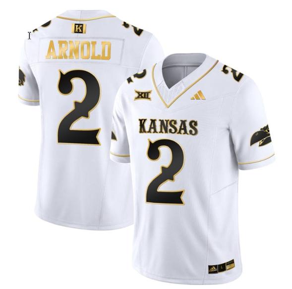 Men's Lawrence Arnold Jersey #2 Kansas Jayhawks Blackhawk Gold Vapor Football White Gold