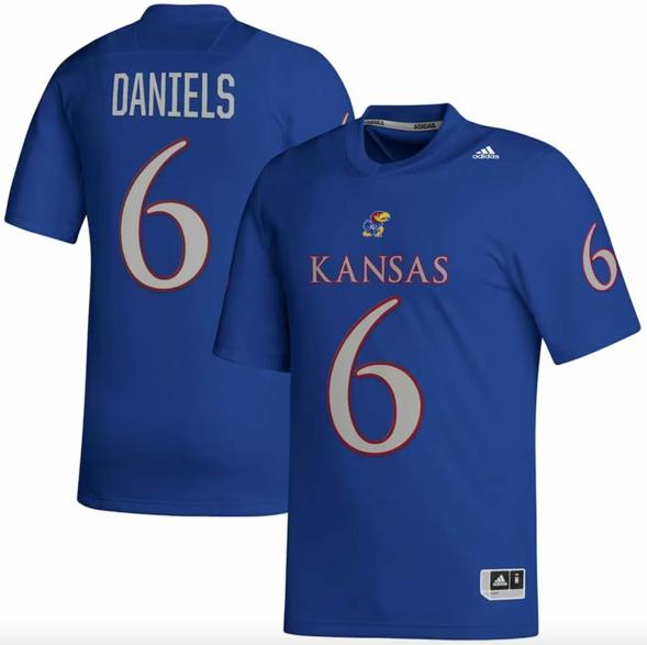 Men's Kansas Jayhawks Jalon Daniels Jersey #6 College Football Royal