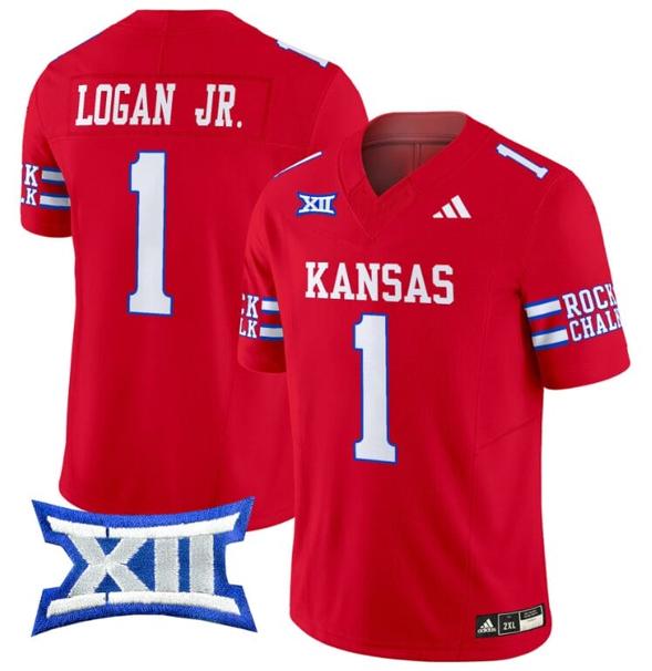 Men's Kenny Logan Jr Jersey #1 Kansas Jayhawks 2024 Vapor College Football Vapor Limited Red