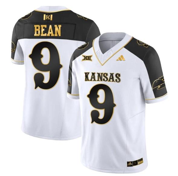 Men's Jason Bean Jersey #9 Kansas Jayhawks Blackhawk Gold Vapor Football Inverted