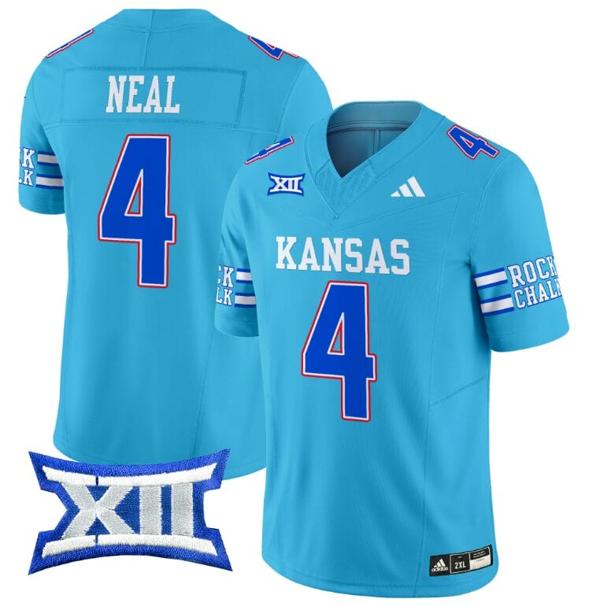 Men's Devin Neal Jersey #4 Kansas Jayhawks 2024 Vapor College Football Vapor Limited Old Ku