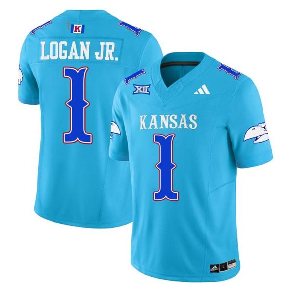 Men's Kenny Logan Jr Jersey #1 Kansas Jayhawks Blackhawk Vapor Limited Football Old KU