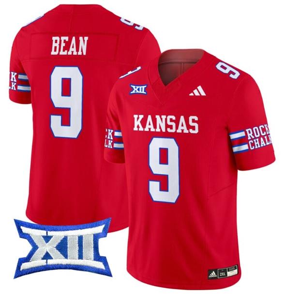 Men's Jason Bean Jersey #9 Kansas Jayhawks 2024 Vapor College Football Vapor Limited Red