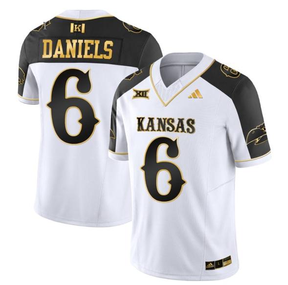 Men's Jalon Daniels Jersey #6 Kansas Jayhawks Blackhawk Gold Vapor Football Inverted