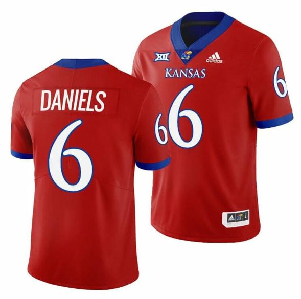 Men's Kansas Jayhawks Jalon Daniels Jersey #6 College Football Red