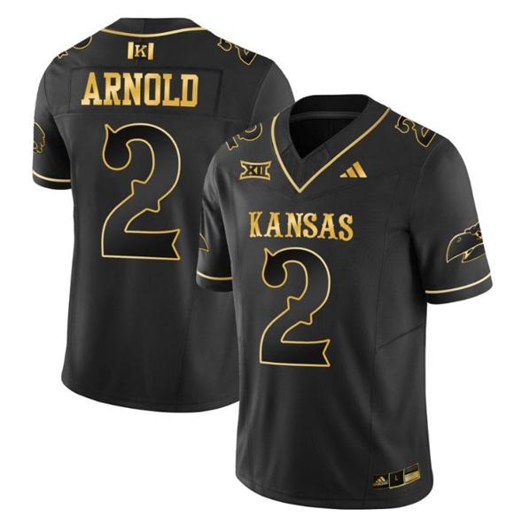 Men's Lawrence Arnold Jersey #2 Kansas Jayhawks Blackhawk Gold Vapor Football Black Gold