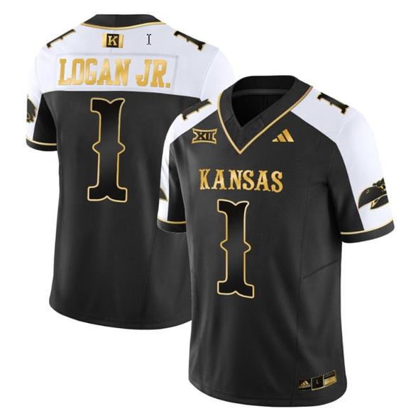 Men's Kenny Logan Jr Jersey #1 Kansas Jayhawks Blackhawk Gold Vapor Football Alternate