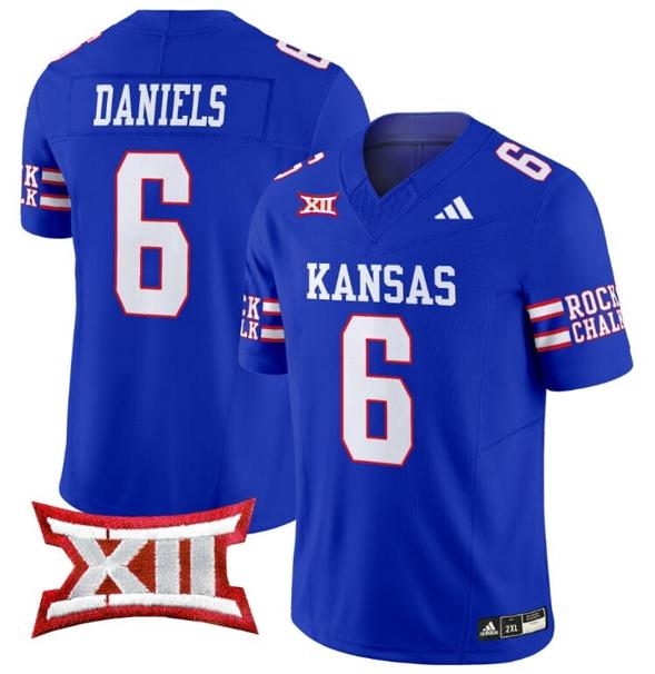 Men's Jalon Daniels Jersey #6 Kansas Jayhawks 2024 Vapor College Football Vapor Limited Royal