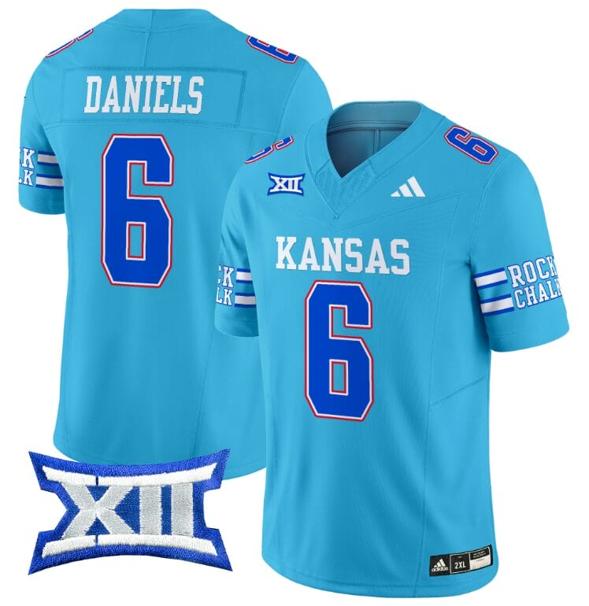 Men's Jalon Daniels Jersey #6 Kansas Jayhawks 2024 Vapor College Football Vapor Limited Old Ku