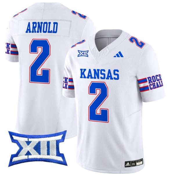 Men's Lawrence Arnold Jersey #2 Kansas Jayhawks 2024 Vapor College Football Vapor Limited White