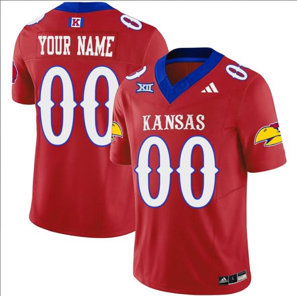 Men's Custom Kansas Jayhawks Jersey Name and Number Vapor Limited Football Stitched Red