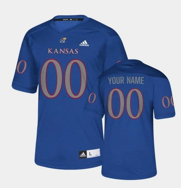 Men's Custom Kansas Jayhawks Jersey Royal College Football Jersey