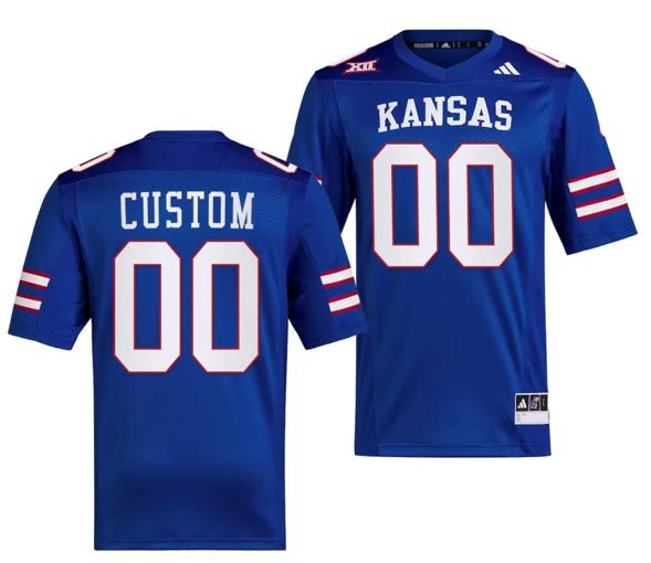 Men's Custom Kansas Jayhawks Jersey Name and Number Royal College Football 2023