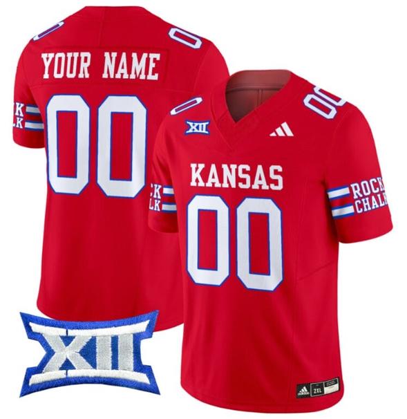 Men's Custom Kansas Jayhawks Jersey Name and Number 2024 Vapor College Football Vapor Limited Red