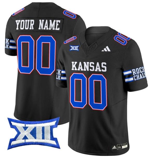 Men's Custom Kansas Jayhawks Jersey Name and Number 2024 Vapor College Football Vapor Limited Black