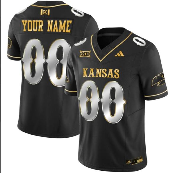 Men's Custom Kansas Jayhawks Jersey Blackhawk Name and Number Vapor Limited Football Stitched Black Limited