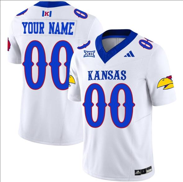 Men's Custom Kansas Jayhawks Jersey Name and Number Vapor Limited Football Stitched White